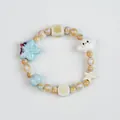 Handmade Jingdezhen ceramic beaded bracelet featuring cute cloud and blue star charms - 1037-05 Mingxia Style