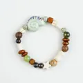 Handmade Jingdezhen ceramic beaded bracelet featuring shell and star charms for women - 1080-07 Small Conch Style