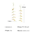Orecchini a nappa lunga a forma di foglia in acciaio inossidabile placcati oro 18K - Design Foglia d'Oro - Piccolo(SE010231-S)