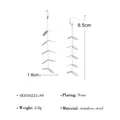 Orecchini pendenti a forma di foglia in acciaio inossidabile con misure dettagliate - Design Foglia d'Argento - Piccolo(SE010231-SS)