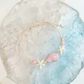 Elegant handmade ceramic cord bracelet with pink shell and white starfish charms for women - 1134-01 Pink Conch Shape Style