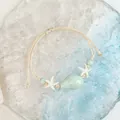 Handmade Jingdezhen ceramic bracelet with sea shell and starfish beads in light green - 1134-03 Colorful Conch Shape Style