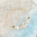 Handmade Jingdezhen ceramic bracelet with sea shell and starfish charms on woven cord - Jade Sea Snail Style (1134-04) / Jade Green