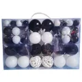 Set of 100 black and white Christmas baubles in a clear gift box with various finishes. - 100pcs Pack / Black and White