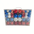 100pcs Christmas ball ornaments set in red white blue with hollow design in box - 100pcs Pack / Red Green White