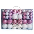 100-piece Christmas ball ornament set in pink and white assorted finishes - 100pcs Pack / Pink & White