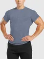 Close-up of men's quick-dry fitness T-shirt showing athletic fit and fabric texture - S / Tops / Slate Gray