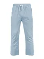 Vue détaillée du pantalon d'été en lin bleu clair rayé pour homme avec cordon - S / Bottoms / Bleu Ciel