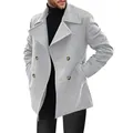 Cappotto doppiopetto grigio chiaro da uomo di media lunghezza stile casual - S / Tops / Grigio chiaro
