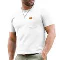 T-shirt casual da uomo a maniche corte bianca con elegante taschino sul petto - S / Tops / Bianco