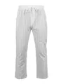 Vue de face du pantalon décontracté en lin à rayures blanches pour hommes avec cordon. - S / Bottoms / Blanc