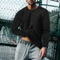 T-shirt Henley da uomo a maniche lunghe in nero classico, stile vintage slim fit - S / Tops / Nero