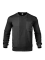 Dettaglio felpa da uomo nera con patchwork in velluto a coste e tasca sul petto - S / Tops / Nero