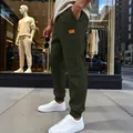Premium σκούρο λαδί παντελόνι jogger jacquard για άνδρες με κομψό ελαστικό τελείωμα - S / Bottoms / Πράσινο του Στρατού
