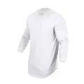 Men's solid white long-sleeve crew neck T-shirt with curved hem for casual wear - S / Tops / White