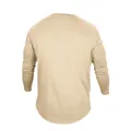 Men's casual long-sleeve round neck T-shirt in beige color, solid design back view - S / Tops / Apricot