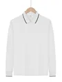 Classic men's white quick-dry long-sleeved Polo shirt featuring black contrast trim detail - XS / Tops / White