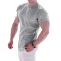 T-shirt sportiva da uomo grigia slim fit a maniche corte per allenamento e corsa - M / Tops / Grigio