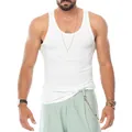 Canotta a costine bianca da uomo slim fit per palestra e tempo libero, estate 2024 - M / Tops / Bianco