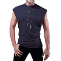 Ärmelloses Herren-T-Shirt-Weste in Dunkelblau, lockere Passform für Sommer-Streetwear - S / Tops / Marineblau