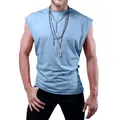 Ärmelloses Herren-T-Shirt in Hellblau, lockere Passform für den Sommer - S / Tops / Hellblau