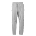 Pantalon en coton et lin gris clair pour homme avec boutons décoratifs sur le côté - S / Bottoms / Gris clair