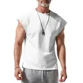 Canotta da uomo bianca in cotone estivo, t-shirt senza maniche morbida per fitness e sport - 3XL / Tops / Bianco