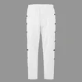 Pantalon d'été blanc en coton et lin pour homme avec boutons latéraux - S / Bottoms / Blanc