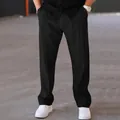 Ανδρικό χαλαρό casual παντελόνι με ίσιο πόδι σε κλασικό μαύρο ύφασμα που στεγνώνει γρήγορα - S / Bottoms / Μαύρο