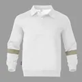 Felpa polo bianca a maniche lunghe da uomo con strisce cachi sulle braccia - S / Tops / Bianco