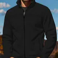 Giacca in pile nera da uomo per esterni con colletto in piedi e tasche con cerniera - S / Tops / Nero