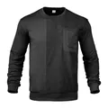 Felpa girocollo nera da uomo con inserti in velluto a coste e taschino - S / Tops / Nero