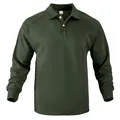 Herren Langarm-Polo-Sweatshirt in Armeegrün mit schweren Rippbündchen und Kragen - 3XL / Tops / Grün