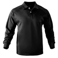Hochwertiges schweres Herren-Langarm-Polo-Sweatshirt in Schwarz mit Raglanärmeln - 3XL / Tops / Schwarz
