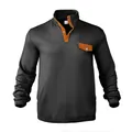 Men's casual long sleeve corduroy sweatshirt with black and orange contrast colors - 3XL / Tops / Black