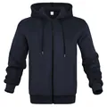 Giacca da uomo blu navy con cappuccio e cerniera con trama a nido d'ape per la primavera - S / Tops / Blu navy