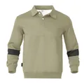 Felpa da uomo con colletto a risvolto in verde oliva con strisce nere sulle maniche - S / Tops / Bianco Sporco