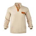 Men's cream corduroy sweatshirt with stand collar and brown pocket detail - 3XL / Tops / Off White
