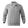 Elegante felpa polo grigia da uomo con motivo jacquard a rombi testurizzati di classe. - 3XL / Top / Grigio chiaro