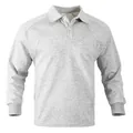 Men's casual light gray long sleeve polo sweatshirt with raglan sleeves and ribbed cuffs. - S / Tops / Light Gray