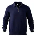 Felpa uomo blu navy con mezza zip e trama jacquard, colletto a polo stile casual chic. - S / Tops / Blu navy