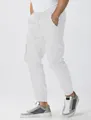Men's minimalist white drawstring cargo jogger pants with side pockets for everyday wear - S / Bottoms / White