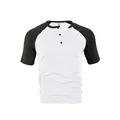 Maglietta Henley casual da uomo bicolore a maniche corte con scollo a tre bottoni - S / Tops / Bianco