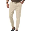 2024 Nieuwe lente-zomer casual herenbroek in beige met modieus elastisch trekkoord - Abrikoos / S