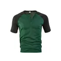 Maglia Henley a maniche corte da uomo con design raglan color-block verde e nero - S / Tops / Verde