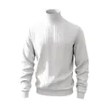 Dettaglio di un maglione a collo alto bianco da uomo con motivo a trecce intrecciate - S / Tops / Bianco