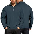 Herren Fleece-Sweatshirt mit halbem Reißverschluss und Stehkragen, Vorder- und Rückseite. - S / Tops / Marineblau