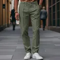 Pantaloni sportivi casual da uomo a gamba dritta verde oliva con coulisse elastica - S / Parte Inferiore (Verde Militare)
