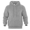 Grauer Fleece-Hoodie für Herren mit Zopfmuster-Struktur und Kängurutasche für den Winter - S / Tops / Grau