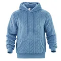 Hochwertiger blauer strukturierter Jacquard-Fleece-Hoodie für Herren mit Kängurutasche - S / Tops / Blau
